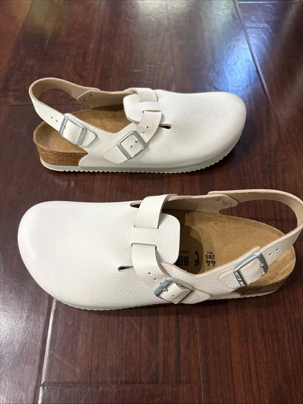 Birkenstock Tokio White Leather Buckle Adjustable Strap Men size 11 Euro 44